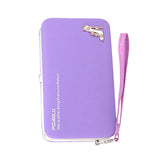 Women Girls Ladies Fashionable PU Leather High Heel Patterns Wallet Coin Penny Purse Cellphone Pouch Purple