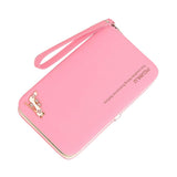 Fashionable Womens Long PU Wallet Coin Purse Cellphone Pouch Pink