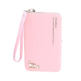 Women Girls Ladies Fashionable PU Leather High Heel Patterns Wallet Coin Penny Purse Cellphone Pouch Light Pink