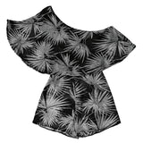 Women One Shoulder High Waist Print Ruffle Short Jumpsuit Playsuit XL