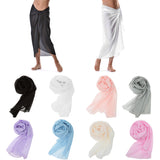 Women Large Chiffon Swimwear Pareo Scarf Beach Cover-Up Wrap Sarong White