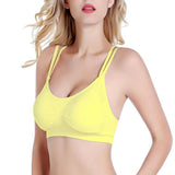 Strappy Criss-Cross Wire Free Gym Bra Yoga Bra for Women Yellow M