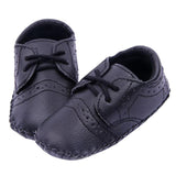 PU Leather Toddler Baby Shoes Infant Baby Crib Walker Shoes Deep Black 12