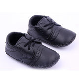 Maxbell PU Leather Toddler Baby Shoes Infant Baby Crib Walker Shoes Deep Black 12