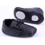 Maxbell PU Leather Toddler Baby Shoes Infant Baby Crib Walker Shoes Deep Black 12