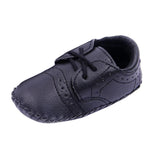 Maxbell PU Leather Toddler Baby Shoes Infant Baby Crib Walker Shoes Deep Black 12