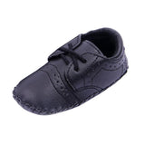Maxbell PU Leather Toddler Baby Shoes Infant Baby Crib Walker Shoes Deep Black 12