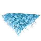 Lady's Belly Dance Sequins Triangle Hip Scarf With Tassel Blue