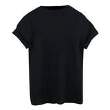 Women Girls Fashionable Casual Round Neck Short Sleeve Letter Printed Black T-Shirt Summer Clothing Gift Size L