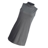 Women's Stand Collar High Collar Straight Dress Skirt Grey XL