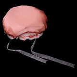 Pink Pure Silk Adjustable Sleeping Hat Night Cap with White Lace