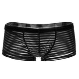 Maxbell Mens Sexy Sheer See Through Stripe Boxer Briefs Underwear Panties Black M