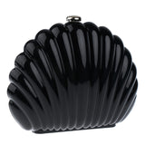 Acrylic Conch Shape Evening Handbag Clutch Party Purse Chain Bag Black