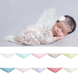 Maxbell Newborn Baby Soft Silk No-Stretch Lace Trim Wraps Photography Props Beige