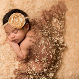 Maxbell Newborn Baby Soft Silk No-Stretch Lace Trim Wraps Photography Props Beige