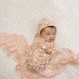 Maxbell Newborn Baby Soft Silk No-Stretch Lace Trim Wraps Photography Props Coffee