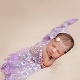 Maxbell Newborn Baby Mulberry Silk No-Stretch Lace Wraps Photography Props Purple
