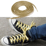 Pair Metallic Glitter Gold Flat Shoe Lace String for Boot Trainer 160cm
