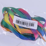 Pair Rainbow Flat Canvas Shoelace Sneaker Shoe Laces Boots Strings 110cm