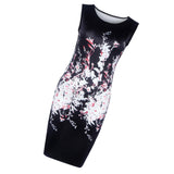 Women Hot O Neck Sleeveless Floral Print Slim Mini Summer Hip Dress S