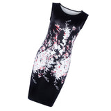 Women Hot O Neck Sleeveless Floral Print Slim Mini Summer Hip Dress XL