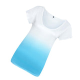 Women Ladies Round Neck Short Sleeve Simple Summer Casual Dye T-shirt Tee L