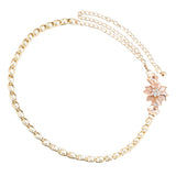 Maxbell Women Wedding Dress Flower Waist Chain Belt Rhinestone Waistband