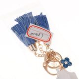 Charm Casual Faux Leather Tassel Keychain Bag Pendant Purse Decor Royal Blue