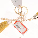 Fashion Casual Faux Leather Tassel Keychain Bag Pendant Purse Decor Yellow