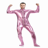 Shiny Spandex Full Body Suit Second Skin Bodysuit Zentai Unitard Pink XXL