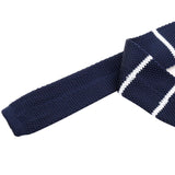 Men's Wool Knitted Flat Woven Tie Necktie (Navy Blue)