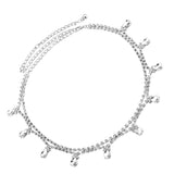 Womens Ladies Silver Rhinestone Belt Waist Chain Diamante Diamonds Buckle