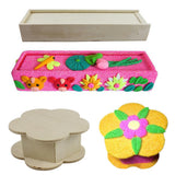 Maxbell Unfinished Wood Flower Shape Jewelry Box Case for Kids Girls Toys DIY Crats