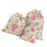 Maxbell 3Pcs Sets Plants Printed Drawstring Sack Dress Underwear Shoes Laundry Storage Bags Tote