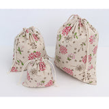 Maxbell 3Pcs Sets Plants Printed Drawstring Sack Dress Underwear Shoes Laundry Storage Bags Tote