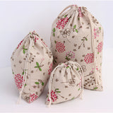Maxbell 3Pcs Sets Plants Printed Drawstring Sack Dress Underwear Shoes Laundry Storage Bags Tote