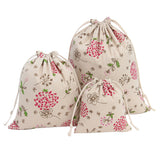 Maxbell 3Pcs Sets Plants Printed Drawstring Sack Dress Underwear Shoes Laundry Storage Bags Tote
