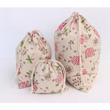 Maxbell 3Pcs Sets Plants Printed Drawstring Sack Dress Underwear Shoes Laundry Storage Bags Tote