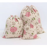 Maxbell 3Pcs Sets Plants Printed Drawstring Sack Dress Underwear Shoes Laundry Storage Bags Tote