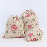 Maxbell 3Pcs Sets Plants Printed Drawstring Sack Dress Underwear Shoes Laundry Storage Bags Tote