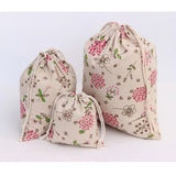Maxbell 3Pcs Sets Plants Printed Drawstring Sack Dress Underwear Shoes Laundry Storage Bags Tote