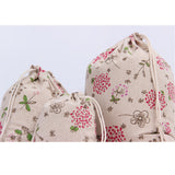 Maxbell 3Pcs Sets Plants Printed Drawstring Sack Dress Underwear Shoes Laundry Storage Bags Tote