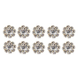 Maxbell Pack of 10 Rhinestone Buttons Flatback Embellishments for Wedding Hair Bow Craft DIY Gold 10mm