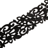 Fashion Hollow PU Leather Waist Band Dress Metal Belt Flower Pattern -Black