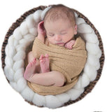 Maxbell Newborn Baby Roving Braid Wool Spinning Fiber Rugs Photography Props White