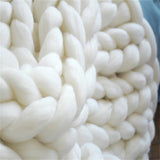 Maxbell Newborn Baby Roving Braid Wool Spinning Fiber Rugs Photography Props White