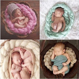 Maxbell Newborn Baby Roving Braid Wool Spinning Fiber Rugs Photography Props White