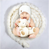 Maxbell Newborn Baby Roving Braid Wool Spinning Fiber Rugs Photography Props White