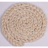 Maxbell Newborn Baby Roving Braid Wool Spinning Fiber Rugs Photography Props Beige