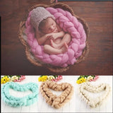 Maxbell Newborn Baby Roving Braid Wool Spinning Fiber Rugs Photography Props Beige